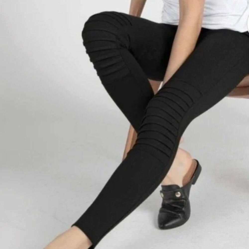 RUTI The All Mighty Moto Ponti Leggings Pull On Pants in Black Minimalist Travel